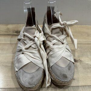 Free People Shoes Womens Size 41 Beige Lace Up Espadrille Platform Casual Flats